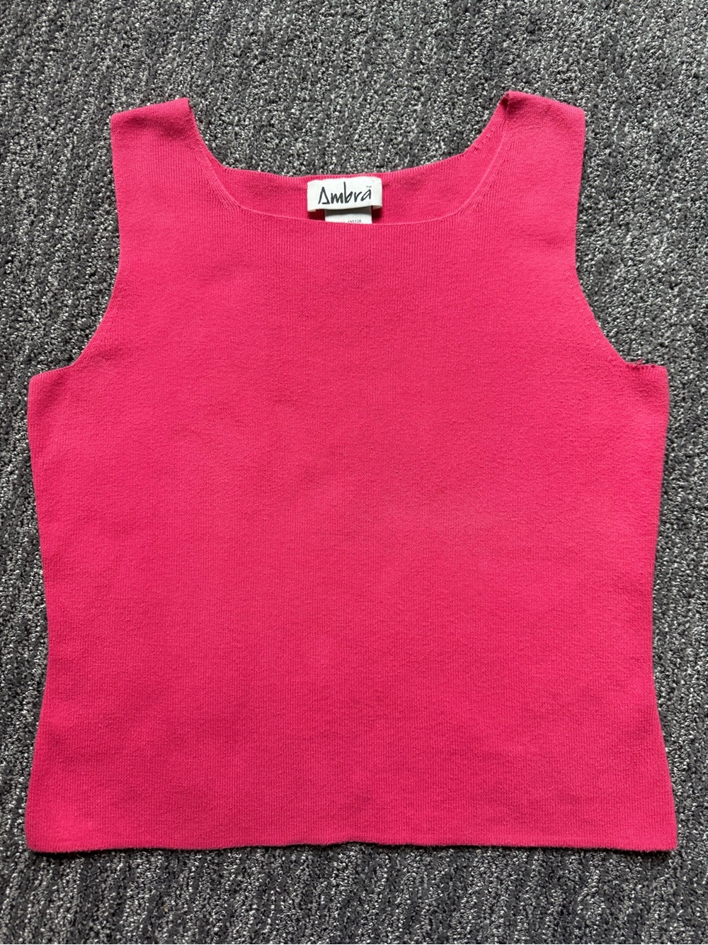 Ambra Women's Petite Medium Sleeveless Cotton Knit Tank Top Hot Pink Y2K Barbie